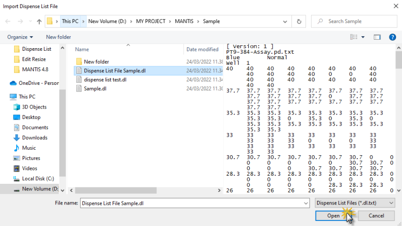 Importing And Exporting Dispense List File